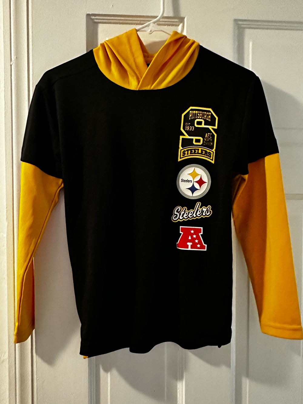 NFL Pittsburgh Steelers Black and Gold Kids Hooded lightweight shirt - Picture 1 of 4